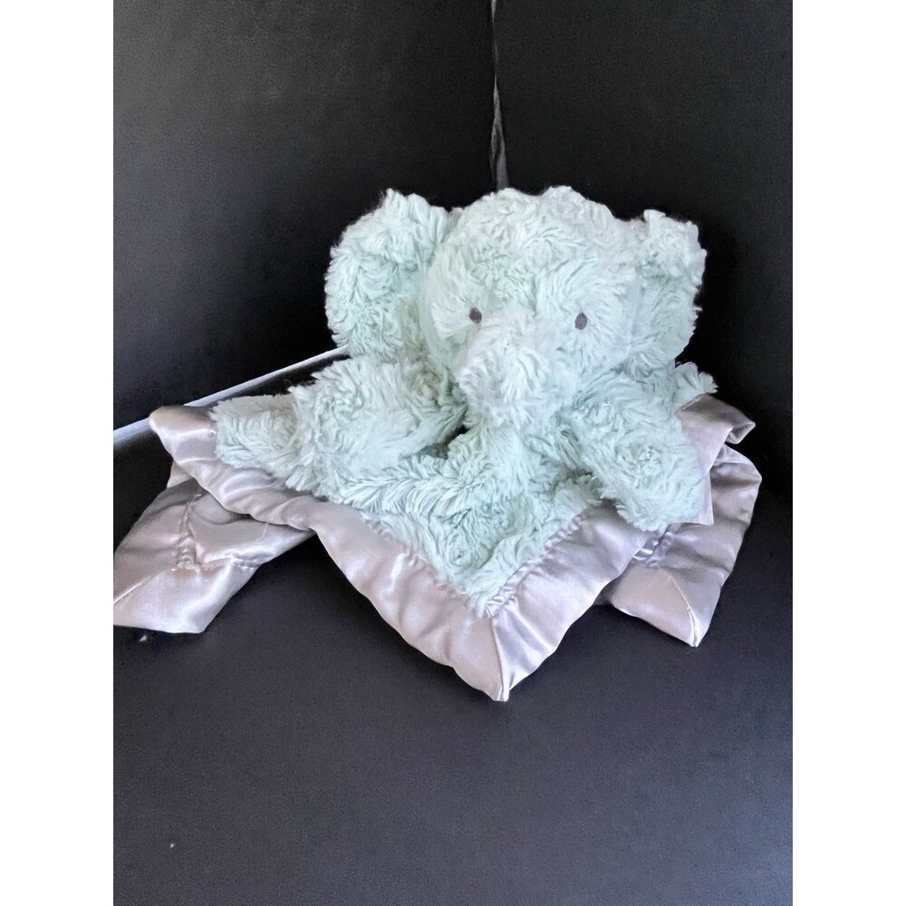 Cloud Island Elephant Security Blanket Mint Green Satin Back Lovey toy - Picture 7 of 7